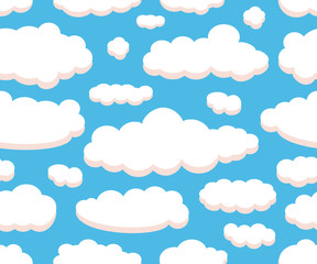 Clouds isolated on blue sky seamless pattern background for your design. Graphic design  for web, print or template. Vector illustration