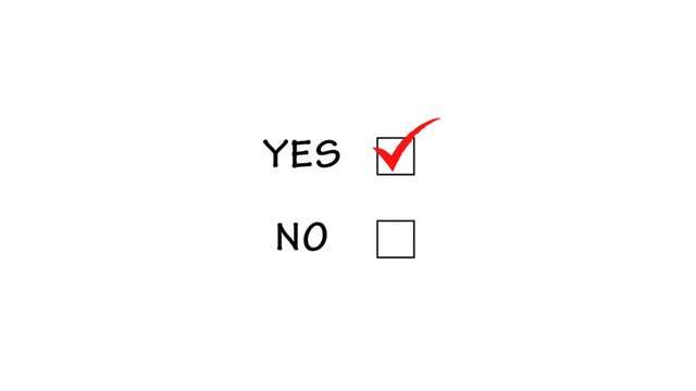 Animation of choice or selection with 'yes' option ticked