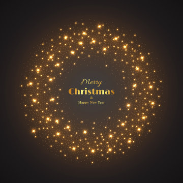 Christmas glowing lights background. New year holiday concept. Vector illustration.