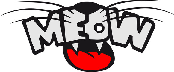 mund maul lustig text logo meow miau katze comic cartoon design haustier