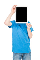 boy holding digital tablet