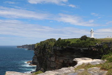 View to Dunbar Head and Macquarie Lighthouse Sydney in New South Wales, Australia 