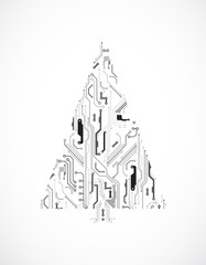 Technology christmas tree from digital electronic circuit.