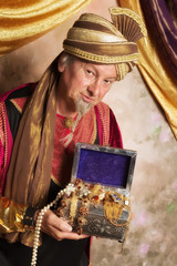 Genie with treasure chest