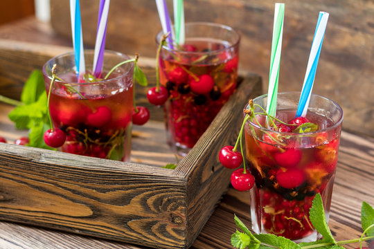 Refreshing  drinks flavored with fresh fruit