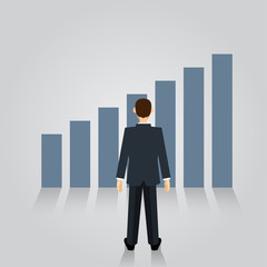 Businessman watching growth graph-Vector Flat Design