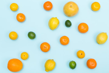 Summer citrus background, view above