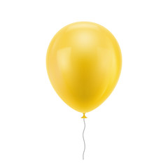 Yellow realistic balloon. Yellow inflatable ball realistic isolated white background. Balloon in the form of a vector illustration