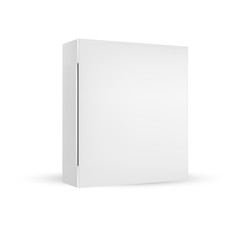 VECTOR PACKAGING: White gray package square box on isolated white background. Mock-up template ready for design