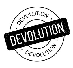 Devolution rubber stamp. Grunge design with dust scratches. Effects can be easily removed for a clean, crisp look. Color is easily changed.