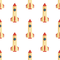 Seamless pattern with space rocket. Vector illustration.

