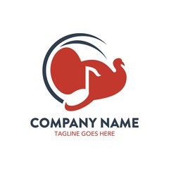 turkey chicken logo vector illustration. editable. flat color.