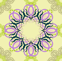 Seamless abstract floral pattern with mandala pattern