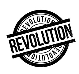 Revolution rubber stamp. Grunge design with dust scratches. Effects can be easily removed for a clean, crisp look. Color is easily changed.