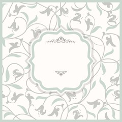 Wedding invitation cards baroque. Vintage Pattern. Damascus style ornament. Frame with flowers elements. Vector illustration.