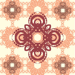 Seamless abstract floral pattern with mandala pattern