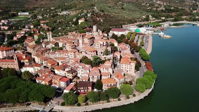 Aerial view of Passignano sul Trasimeno Tuscany Italy