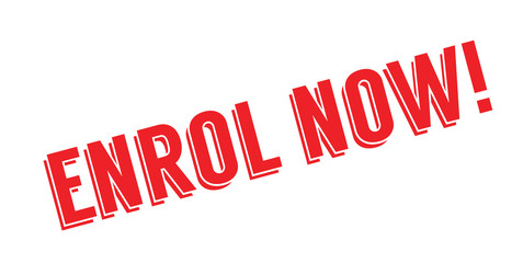 Enrol Now rubber stamp. Grunge design with dust scratches. Effects can be easily removed for a clean, crisp look. Color is easily changed.