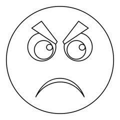 Obraz premium Angry smile icon vector thin line