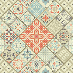 Vector set of Portuguese tiles. Beautiful colored patterns for design and fashion. Azulejo, Talavera, Moroccan ornaments in four different color combination