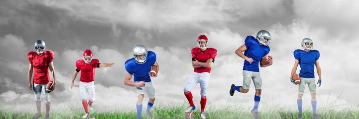 american football players wide on field