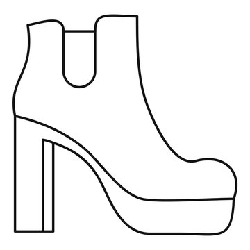 black outlined platform heeled boot clip art preview