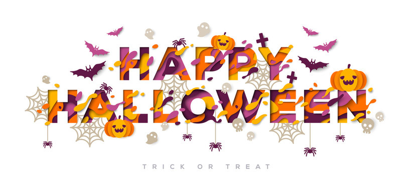 Halloween typography design with pumpkins