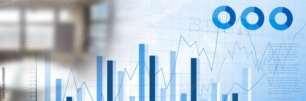 Poster transition effect in bar chart statistics and bright windows