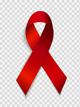 December 1 World AIDS Day Background. Red Ribbon Sign Isolated on Transparent Background. Vector Illustration