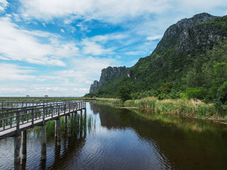 Fototapeta premium Mountain reflection, Khao Sam Roi Yot, Prachuap Khiri Khan, Thailand.