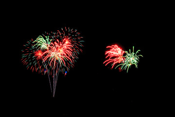 abstract Fireworks light up the dark sky