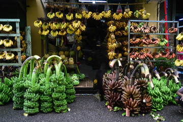 Bananengeschäft in Yangon - obrazy, fototapety, plakaty