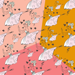 Ballet dancers seamless pattern. Vector background with ballerinas.