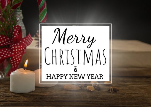 merry Christmas and happy new year text on christmas background