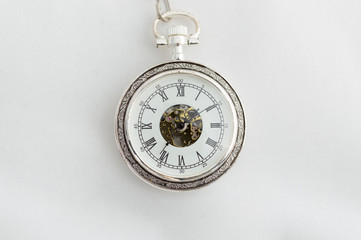pocket watch on white background 