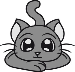 liegend entspannen anschleichen kind baby hübsch süß niedlich katze kätzchen comic cartoon design haustier