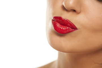 Naklejka premium red lipstick and kiss