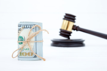 judge gavel and money