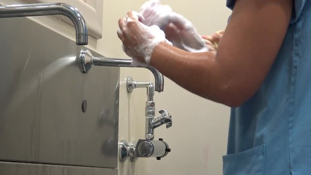Surgeon Washing Hands Before Operating