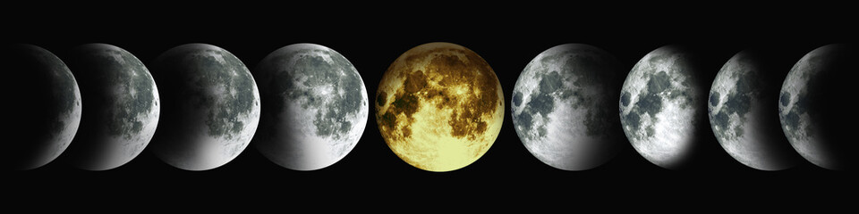 NASA. Cycle of the moon. A circle of the growing moon.