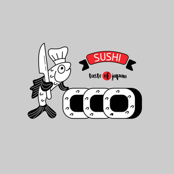 Logo sign sushi for Japanese restaurant 2.