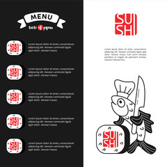 Obraz premium The logo and menu template sushi for Japanese restaurant 3.