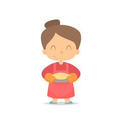 Cartoon woman holding pie vector