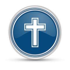 Fototapeta premium Blauer Button - Kreuz