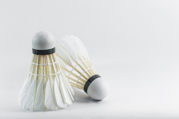 Fototapeta na wymiar two badminton shuttlecock set on white background