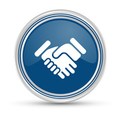 Fototapeta premium Blauer Button - Handschlag