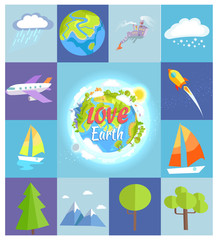 Love Earth Poster Made of Square Illustrations