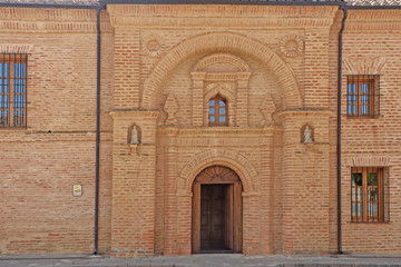 Fototapeta na wymiar facade of Monastery of San Pedro de las Duenas, Vega de la Cea, Leon province,Castilla and Leon, Spain