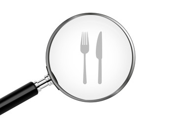 Lupe sucht/findet - Gabel und Messer