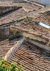 View across ancient roof tops Castiglione di Sicilia, Sicily, Italy